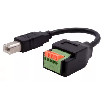 EXSYS Καλώδιο Προσαρμογέα Βύσμα USB-B σε Terminal Block 5-Pin με Μπουτόν, USB 2.0, 15 cm EX-49131