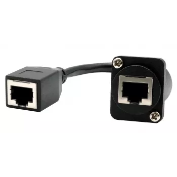 EXSYS Υποδοχή RJ45 Εντοιχισμού Τύπου D, Υποδοχή σε Υποδοχή, CAT.5e, 20 cm, θωρακισμένη, Μαύρη EX-49160