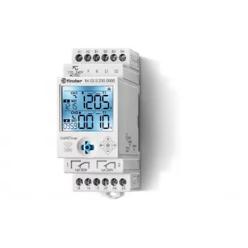 Finder Πολυλειτουργικό χρονικό ρελέ 110-240V AC/DC, 16A, 19 λειτουργίες, 2 CO, ράγα DIN 840202300000