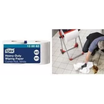 TORK Ρολό χαρτιού καθαρισμού πολλαπλών χρήσεων, 2 φύλλων, λευκό, 170 m – Extra ισχυρό, υψηλή απορρόφηση λαδιού, νερού, λίπους και λιπαντικών – 1 ρολό (130062)