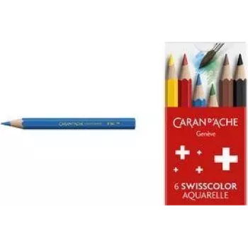 Caran d'Ache Swisscolor Aquarelle υδατοδιαλυτές ξυλομπογιές, σετ 6 τεμ., κέδρου, εξαγωνικές 1286.806