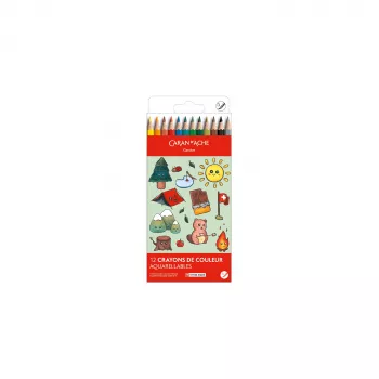 Caran d'Ache Swisscolor Kawaii Swiss Ξυλομπογιές ακουαρέλας, Σετ 12 τεμ., Ξύλο κέδρου, Εξαγωνικές 1285.804