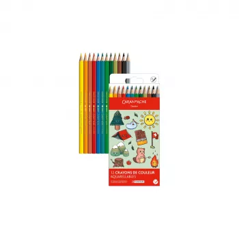 Caran d'Ache Swisscolor Kawaii Swiss Ξυλομπογιές ακουαρέλας, Σετ 12 τεμ., Ξύλο κέδρου, Εξαγωνικές 1285.804