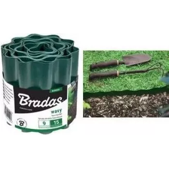 Bradas OBFG 0915 Παρτέρι γκαζόν, πράσινο κυματιστό, 150 mm ύψος, 9 m μήκος, ανθεκτικό στις καιρικές συνθήκες πλαστικό