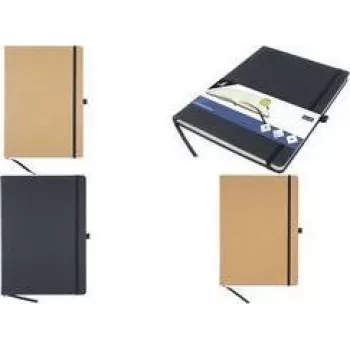 KANGARO K-552261 A4 ριγέ σημειωματάριο, 96 φύλλα, μαύρο PU σκληρό εξώφυλλο, χαρτί Chamois