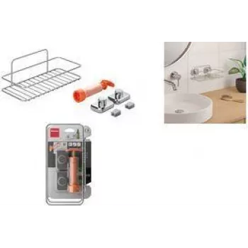 Metaltex Reflex Luxy Vacuum-Fix ράφι τοίχου ασημί 1-επίπεδο 403329000