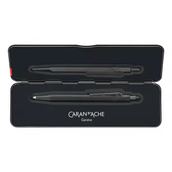CARAN D'ACHE Fixpencil BLACK CODE Θήκη μολυβιού, 2 mm, μαύρο ματ εξαγωνικό αλουμινένιο κουτί 22.496
