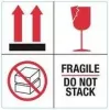 RILLPRINT 76930 Ετικέτες προειδοποίησης FRAGILE / DO NOT STACK, μόνιμη κόλλα, χαρτί, Λευκό/Κόκκινο/Μαύρο, 100 x 50 mm, 500 ετικέτες ανά ρολό