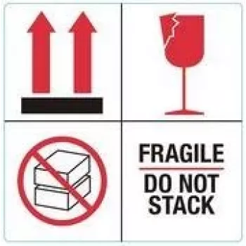 RILLPRINT 76930 Ετικέτες προειδοποίησης FRAGILE / DO NOT STACK, μόνιμη κόλλα, χαρτί, Λευκό/Κόκκινο/Μαύρο, 100 x 50 mm, 500 ετικέτες ανά ρολό