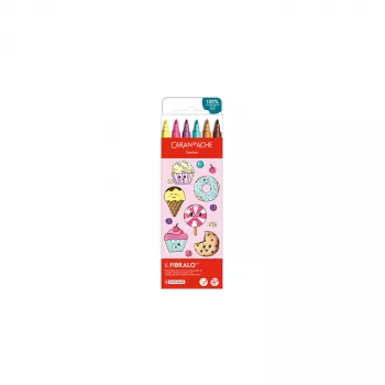CARAN D'ACHE Fibralo Kawaii Candy Μαρκαδόροι, σετ 6 τεμ., με βάση το νερό, υδατοδιαλυτό μελάνι, χρήση στεγνά ή βρεγμένα (185.802)