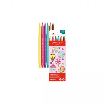 CARAN D'ACHE Fibralo Kawaii Candy Μαρκαδόροι, σετ 6 τεμ., με βάση το νερό, υδατοδιαλυτό μελάνι, χρήση στεγνά ή βρεγμένα (185.802)