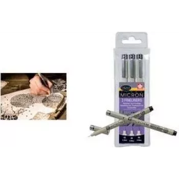 SAKURA Pigma Micron Σετ στυλό fineliner, 3 μαύρα στυλό (0,20, 0,25, 0,35 mm), αδιάβροχη και ανθεκτική στο φως μελάνη pigment, ποιότητα αρχειοθέτησης XSDK3FD