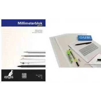 Kangaro Μπλοκ χιλιοστομετρικού χαρτιού A3, 80 g/m², 25 φύλλα, λευκό/πορτοκαλί με πλέγμα 1 mm (K-5595)