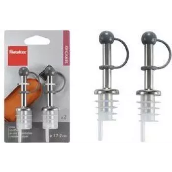 Metaltex Ανοξείδωτο επιστόμιο φιάλης, σετ 2 τεμ. με πώματα PE, ελεγχόμενη έκχυση για λάδι, ξίδι, σάλτσες 257100080