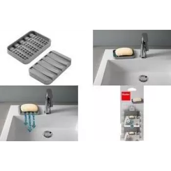 Metaltex Gravity-Soap Πιατάκι σαπουνιού, γκρι, PEVA/EVA, αναστρέψιμο, 1 τεμ. 297019000