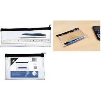 KANGARO K-56201 διαφανής κασετίνα, 330 x 125 mm, φερμουάρ, PVC