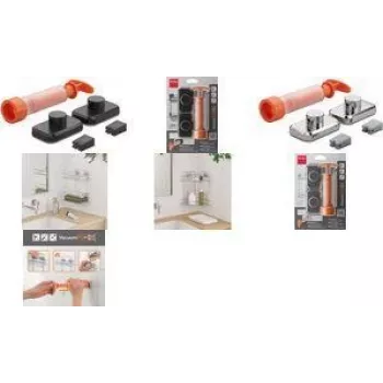 Metaltex VacuumFix Σετ γάντζων, μαύρο ματ, 2 γάντζοι, χωρίς τρύπημα, αντοχή 3 kg 404998000