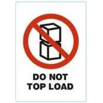 RILLPRINT DO NOT TOP LOAD Αυτοκόλλητες ετικέτες προειδοποίησης, λευκές με κόκκινο/μαύρο κείμενο, 74 x 105 mm, 500 ετικέτες ανά ρολό 76950