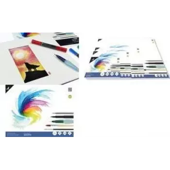 Kangaro K-5304 Μπλοκ χαρτιού ακουαρέλας DIN A2, 12 φύλλα, 300 g/m², κρεμ λευκό, κολλημένο σε 3 πλευρές