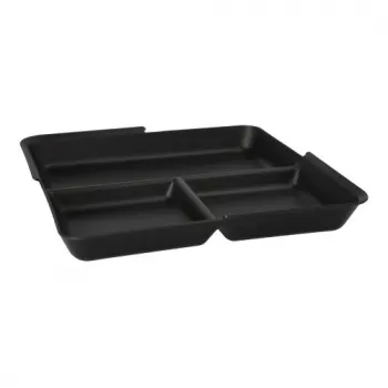 PAPSTAR Circulware Δίσκος πολλαπλών χρήσεων, ορθογώνιος, 3 θήκες, μαύρο, πολυπροπυλένιο με 30% ορυκτά πληρωτικά, 1 τεμ. (97023)