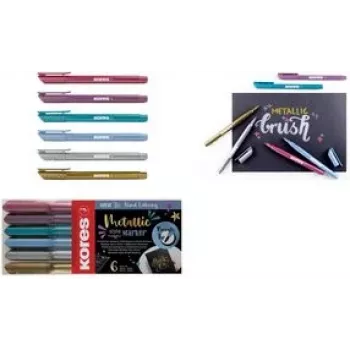 Kores Μαρκαδόρος ίνας Brush Tip Marker Metallic Style Brushpen σε μεταλλικά χρώματα, μύτη πινέλου, ιδανικό για τέχνη και χειροτεχνία - 1 τεμ. (M21461)