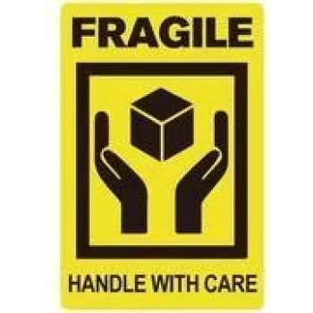 RILLPRINT 76860 Ετικέτες προειδοποίησης Fragile / Handle With Care, μόνιμη κόλλα, Μαύρο σε Κίτρινο, 100 x 50 mm, 500 ετικέτες ανά ρολό
