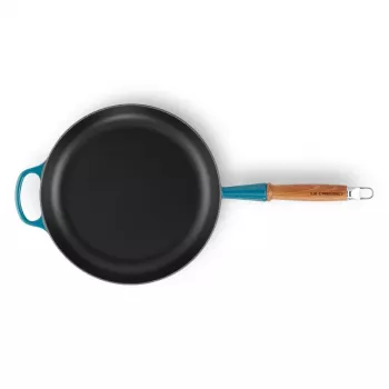 LE CREUSET Τηγάνι από χυτοσίδηρο με ξύλινη λαβή Ø28cm Μπλε