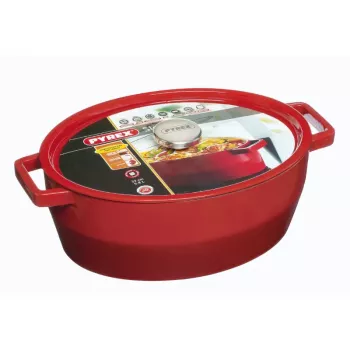 Pyrex χυτοσίδηρο ταψί ψησίματος οβάλ 5,8L κόκκινο 33x25cm