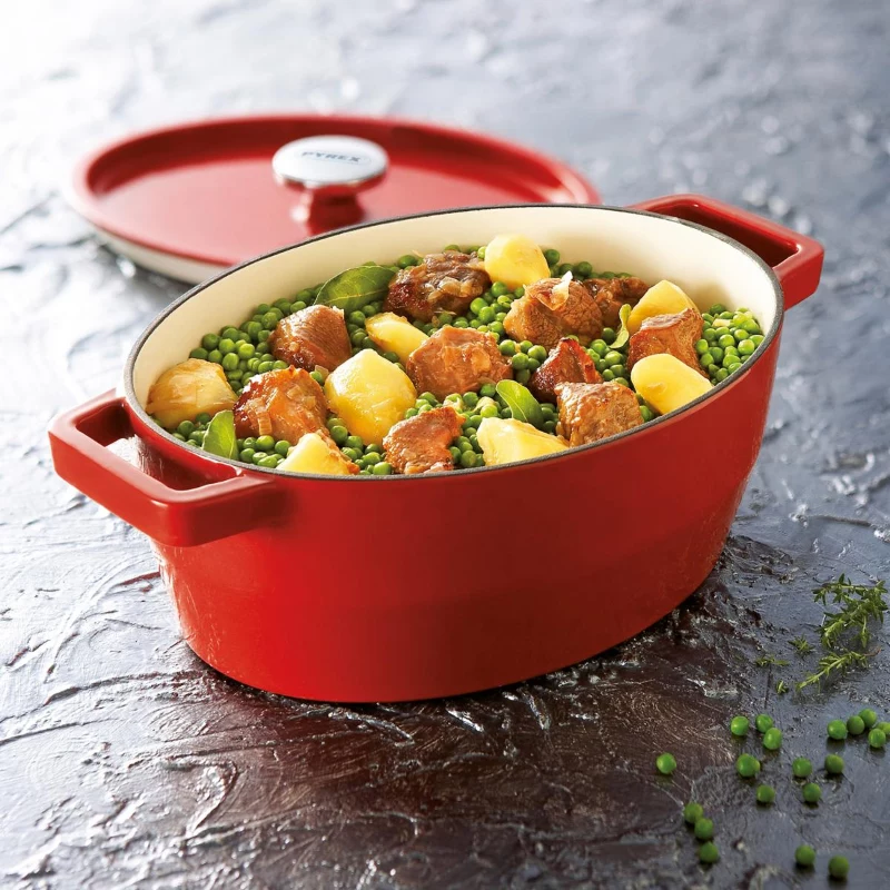 Pyrex χυτοσίδηρο ταψί ψησίματος οβάλ 5,8L κόκκινο 33x25cm