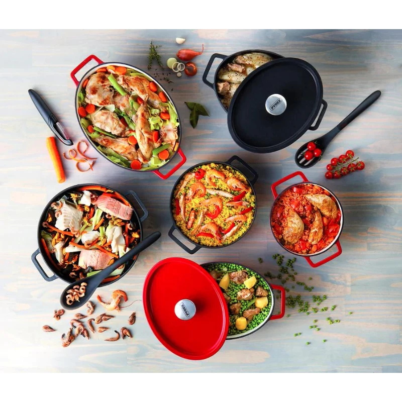 Pyrex χυτοσίδηρο ταψί ψησίματος οβάλ 3,8L κόκκινο 29x21cm
