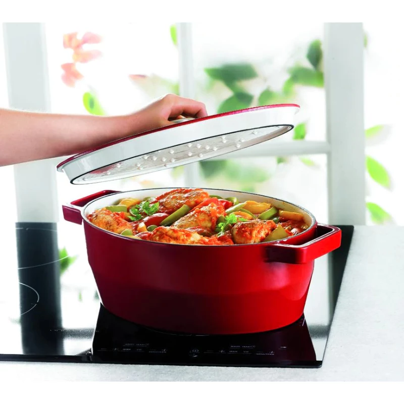Pyrex χυτοσίδηρο ταψί ψησίματος οβάλ 3,8L κόκκινο 29x21cm