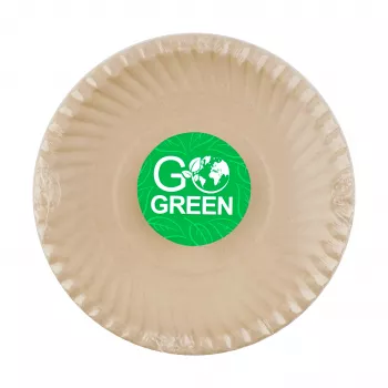 GOGREEN Κομποστοποιήσιμα πιάτα από ζαχαροκάλαμο με μοτίβο Go Green Ø23cm 10 τεμ.