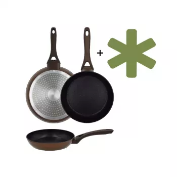 NEWILL Natura 24 cm Επαγωγικό τηγάνι με προστατευτικό χείλος, καφέ