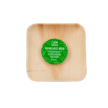 GoGreen Πιάτα από φύλλο φοίνικα Areca 15x15 cm τετράγωνα συσκευασία 10 τεμ. φυσικά μίας χρήσης