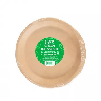 GOGREEN Πιάτα από χαρτί kraft Go Green Ø22cm 20 τεμ.