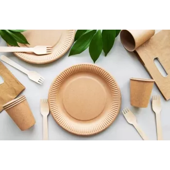 GOGREEN Πιάτα από χαρτί kraft Go Green Ø22cm 20 τεμ.