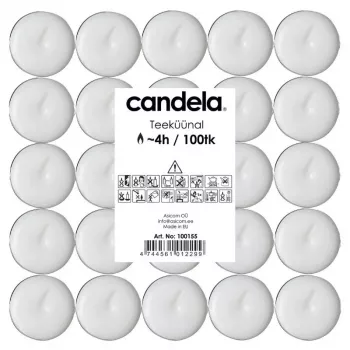 CANDELA Ρεσώ 100 τεμ., λευκά, άοσμα, 4 ώρες διάρκεια καύσης