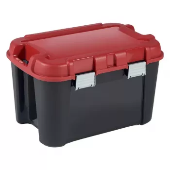 KETER DIY Totem 60L Κουτί αποθήκευσης με καπάκι, 59 x 39,5 x 36 cm, μαύρο/κόκκινο