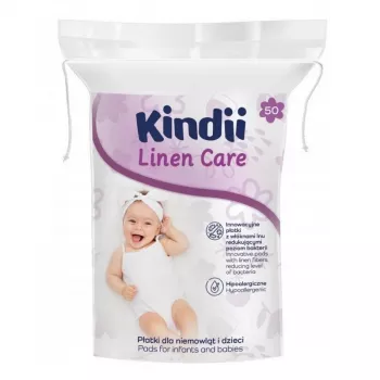 Kindii Linen Care μωρομάντηλα, 100% καθαρό βαμβάκι, υποαλλεργικά, δερματολογικά ελεγμένα, 50 τεμ.