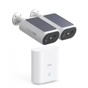 AOSU Smart Security SolarCam P1 SE Σύστημα 2-Kam Kit, 2K QHD, ασύρματο, ηλιακό, νυχτερινή όραση χρώματος, αμφίδρομος ήχος, IP65, 2 κάμερες