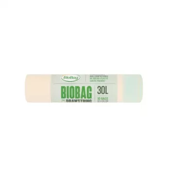 BioBag κομποστοποιήσιμες σακούλες απορριμμάτων με κορδόνι 30L, 10 τεμ. ανά ρολό, 50x60 cm, Πράσινο