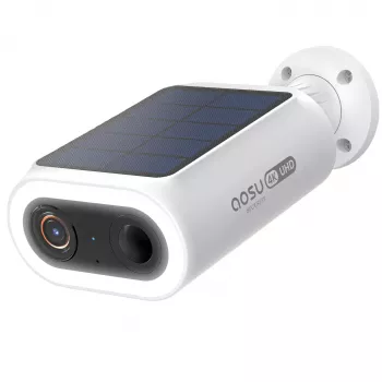 AOSU Smart Security SolarCam P1 Max 4K εξωτερική κάμερα με ηλιακή ενέργεια, υπερευρεία γωνία 166°, έγχρωμη νυχτερινή όραση με προβολέα, ανίχνευση ατόμων και οχημάτων με AI