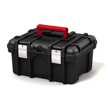 KETER DIY Εργαλειοθήκη 16, 41,9 x 32,7 x 20,5 cm, Μαύρο με κόκκινες πινελιές, στοιβαζόμενη, μεταλλικά κλείστρα, αφαιρούμενη θήκη