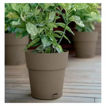 STEFANPLAST Ethica Γλάστρα με πιατάκι, 25x25 cm, Καφέ, 8,5 L, Ανακυκλωμένο πλαστικό