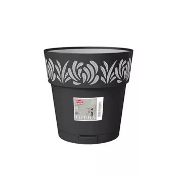 STEFANPLAST Gaia Γλάστρα με πιατάκι Ø25x25cm Μαύρο