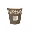 STEFANPLAST Gaia Στρογγυλή γλάστρα με πιατάκι, καφέ, Ø25 x 25 cm