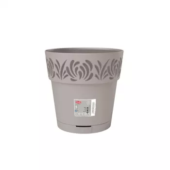 STEFANPLAST Gaia Γλάστρα με πιατάκι Ø25x25 cm ανοιχτό γκρι