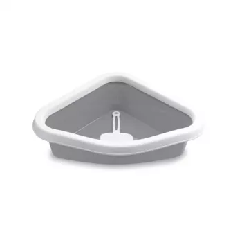 STEFANPLAST Sprint Γωνιακή αμμολεκάνη γάτας 56x40x14 cm λευκή/γκρι
