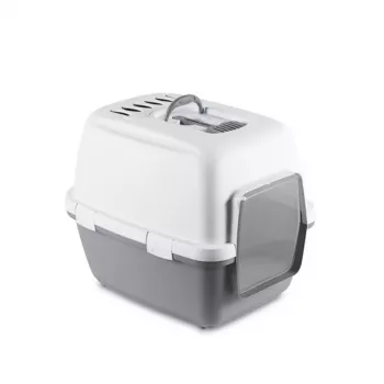 STEFANPLAST Cathy Comfort Κλειστή τουαλέτα γάτας 58x45x48 cm λευκή/γκρι