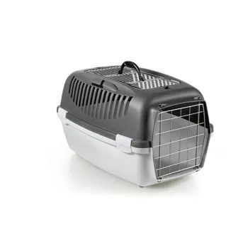 STEFANPLAST Κλουβί μεταφοράς Gulliver 3 Top Free με μεταλλική πόρτα 61x40x38cm σκούρο γκρι/ανοιχτό γκρι
